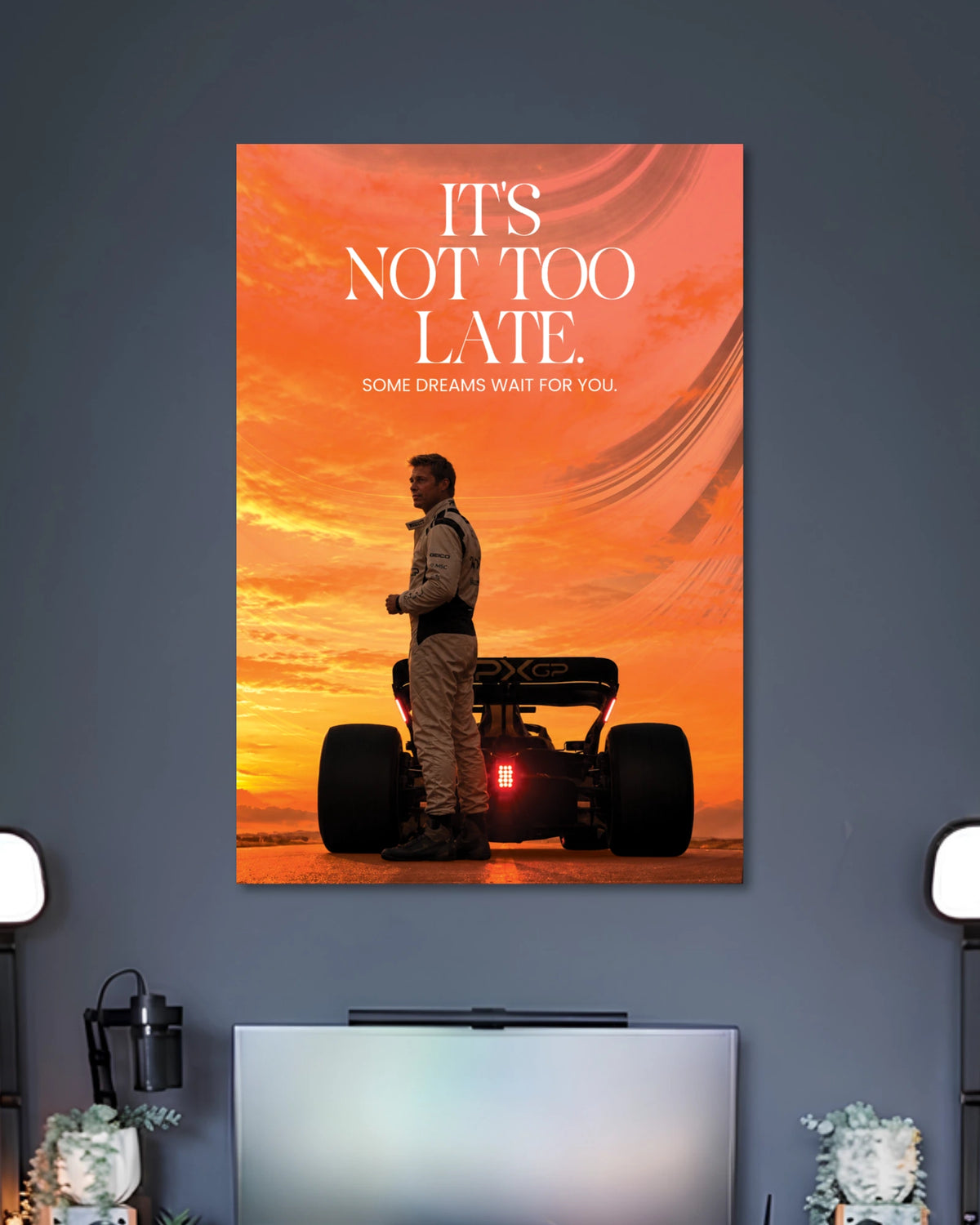 Alternative artwork featuring It's Not Too Late Racing F1 Movie Motivational Poster