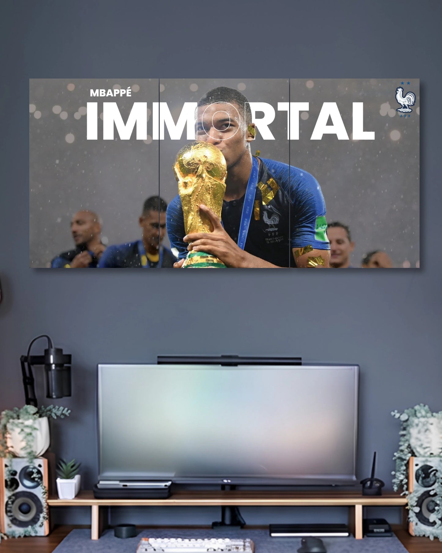 Three-panel Mbappe Immortal 3 Piece Split Poster Set artwork featuring premium detailed design 2