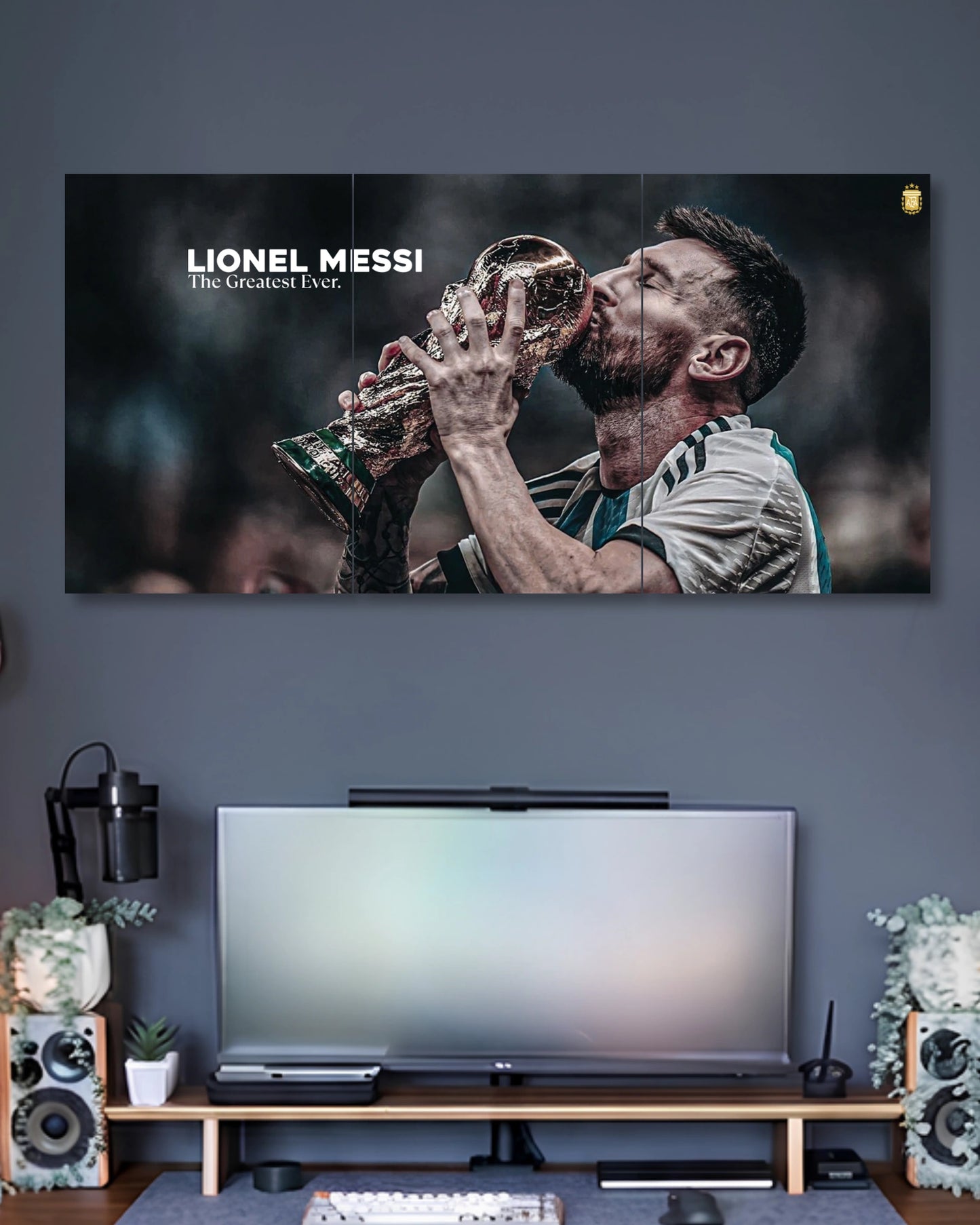 Three-panel Messi Greatest Ever 3 Piece Split Poster Set artwork featuring premium detailed design 2