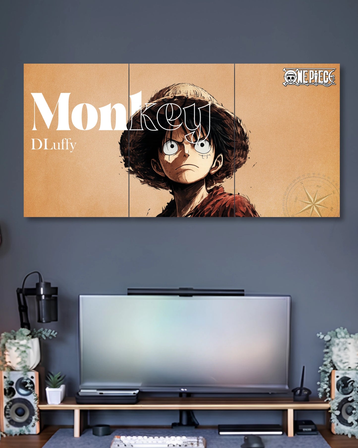 Three-panel Monkey D. Luffy Vintage 3 Piece Poster Set artwork featuring premium detailed design 2