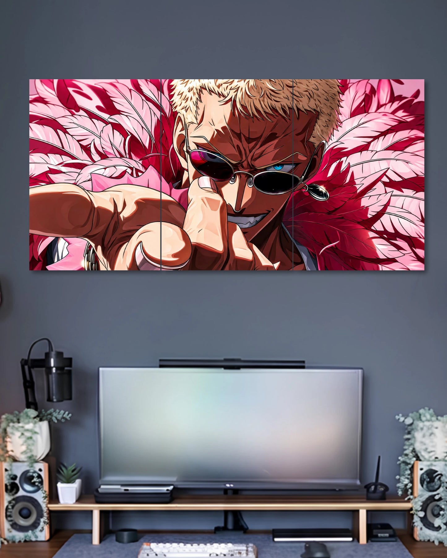 Alternative artwork featuring One Piece Doflamingo Crimson Feathers 3 Split Poster