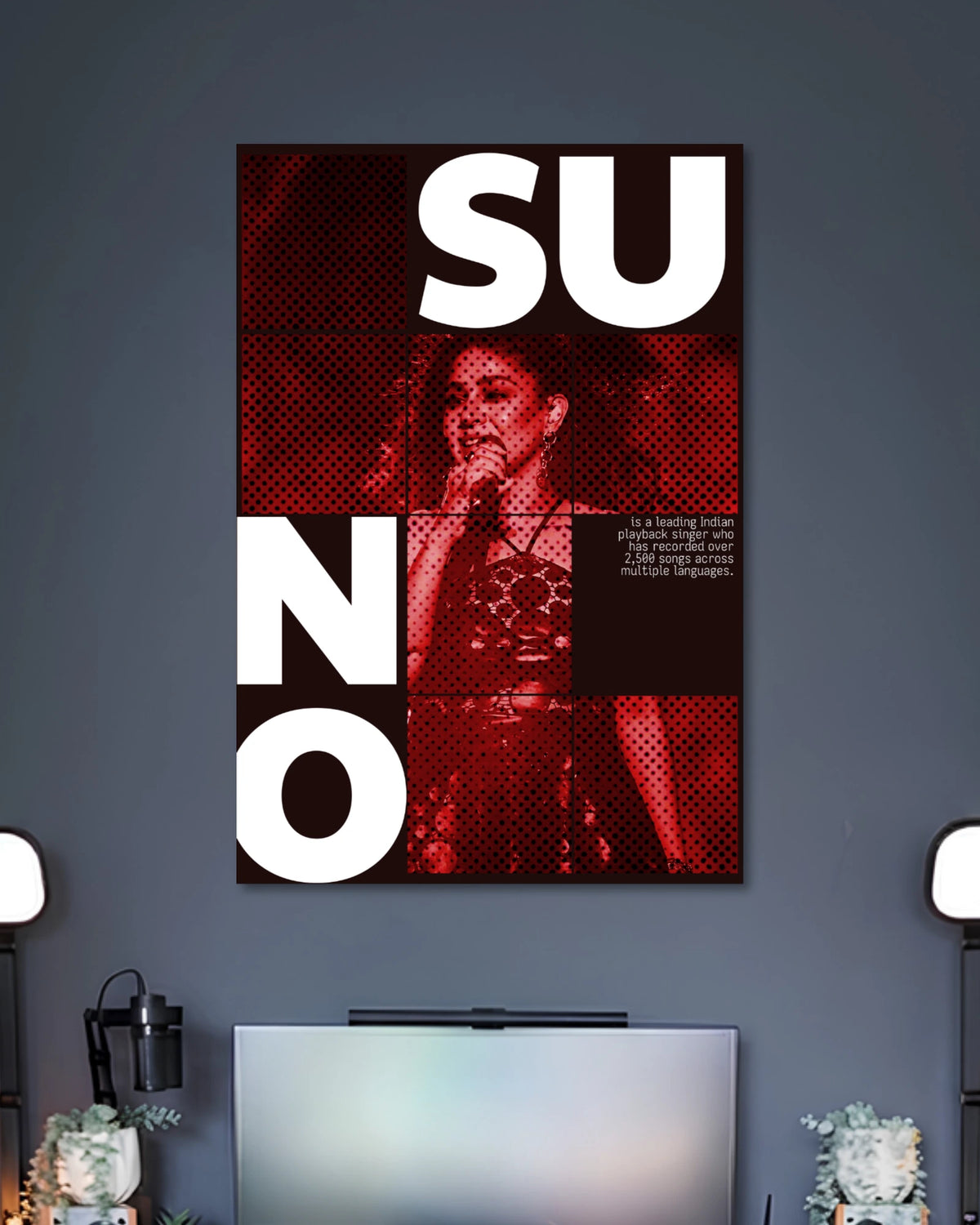 Alternative artwork featuring Sunidhi Chauhan Suno Red Pop Art Music Poster
