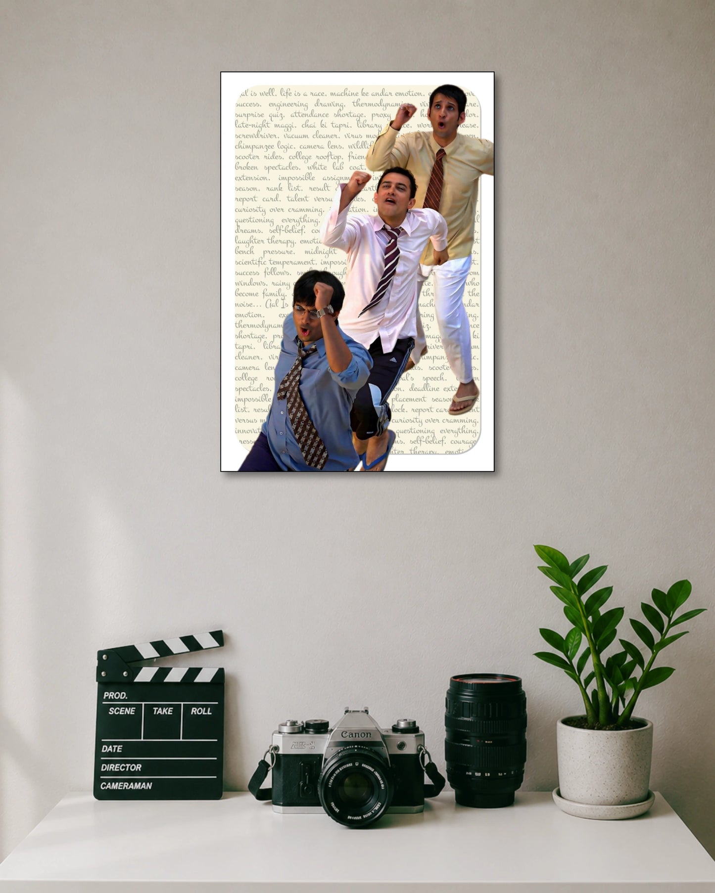 3 Idiots College Trio Poster artwork with bold detailed composition 1