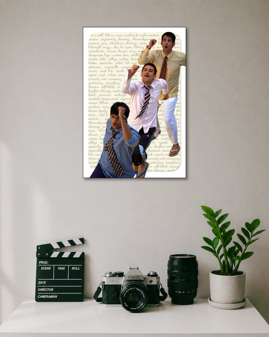 3 Idiots College Trio Poster artwork with bold detailed composition 1