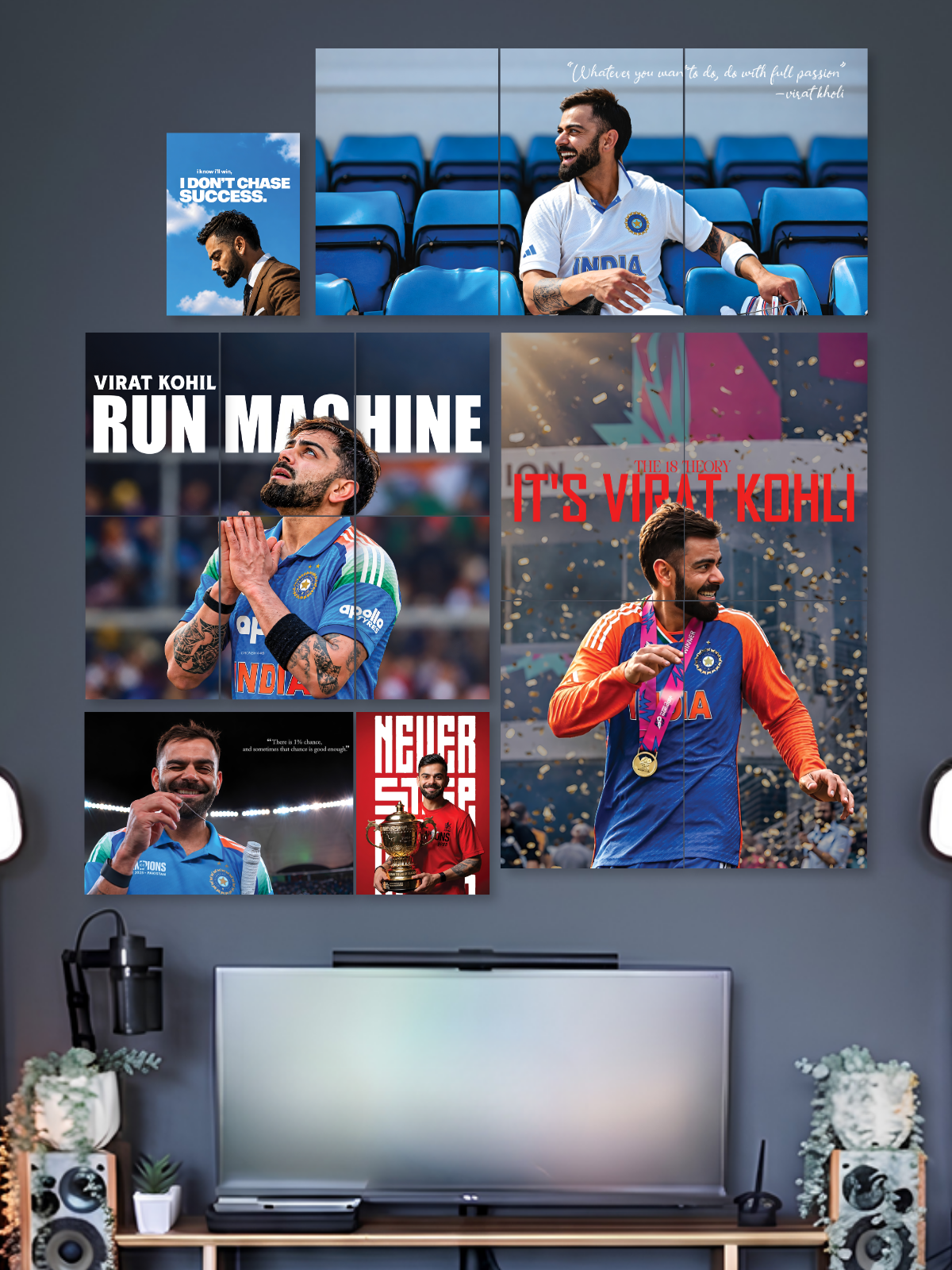 Virat Kohli wall poster combo alternate room mockup