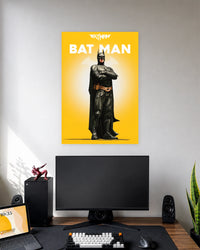 Batman Minimal Superhero Poster wall poster displayed in a modern minimalist workspace setup 1