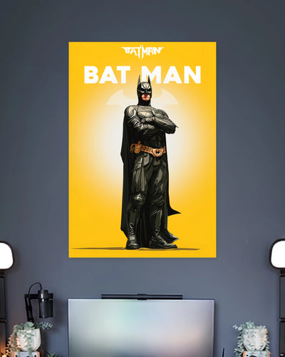 Batman Minimal Superhero Poster wall poster displayed in a contemporary interior setting 2