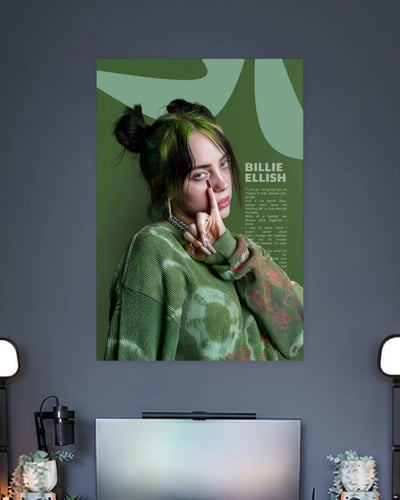 Billie Eilish Green Aesthetic Poster artwork with bold detailed composition 2
