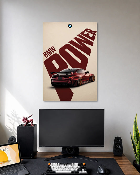 BMW Power Performance Poster artwork with detailed composition 1