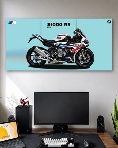 Three-panel BMW S1000 RR 3 Piece Poster Set artwork featuring premium detailed design 1