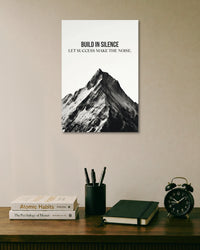 Build in Silence Mountain Poster artwork with bold detailed composition 1