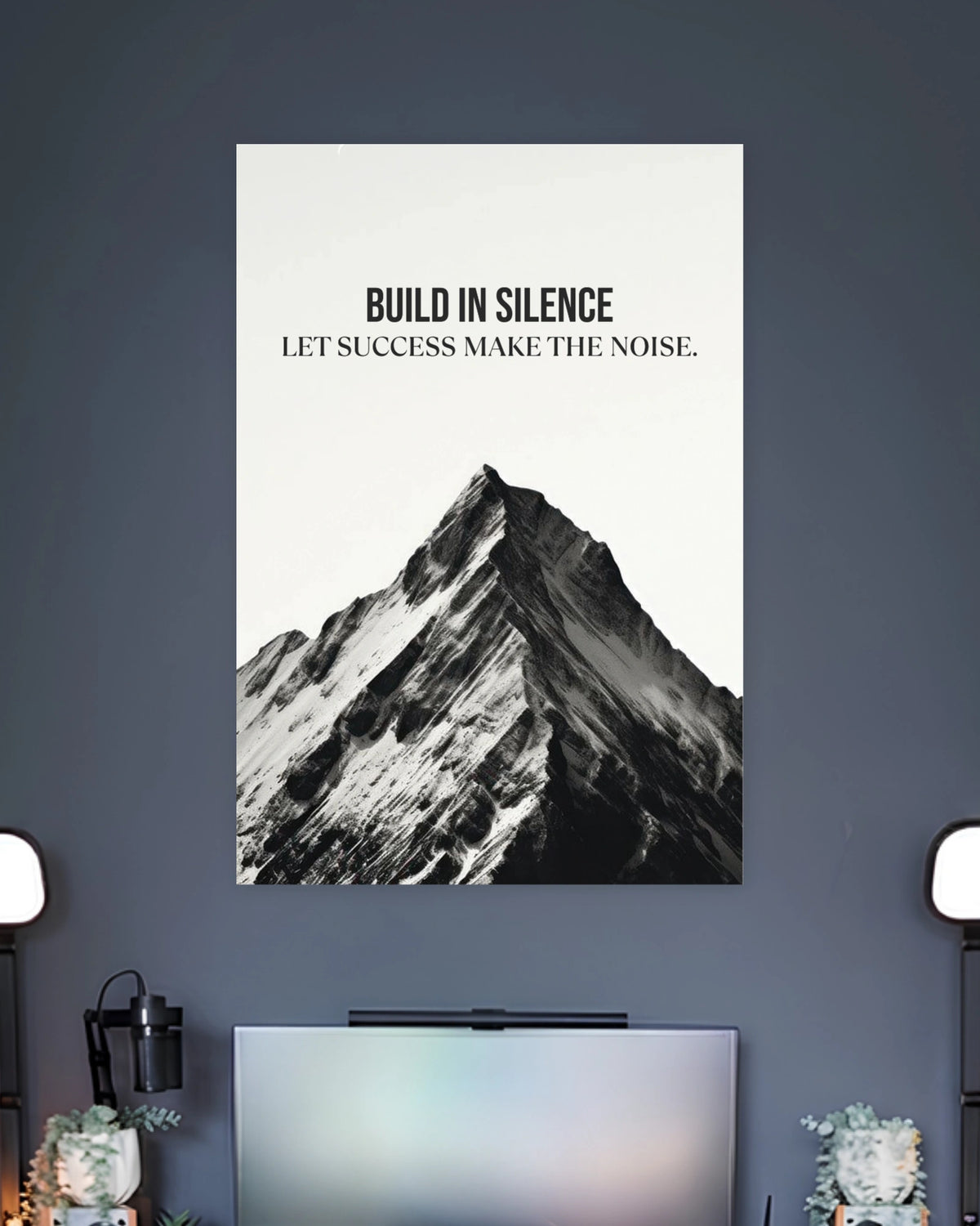 Build in Silence Mountain Poster artwork with bold detailed composition 2