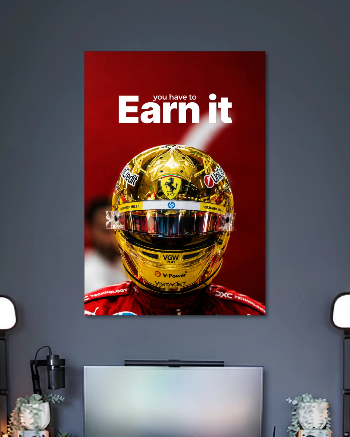 Alternative artwork featuring Charles Leclerc Earn It Ferrari F1 Poster