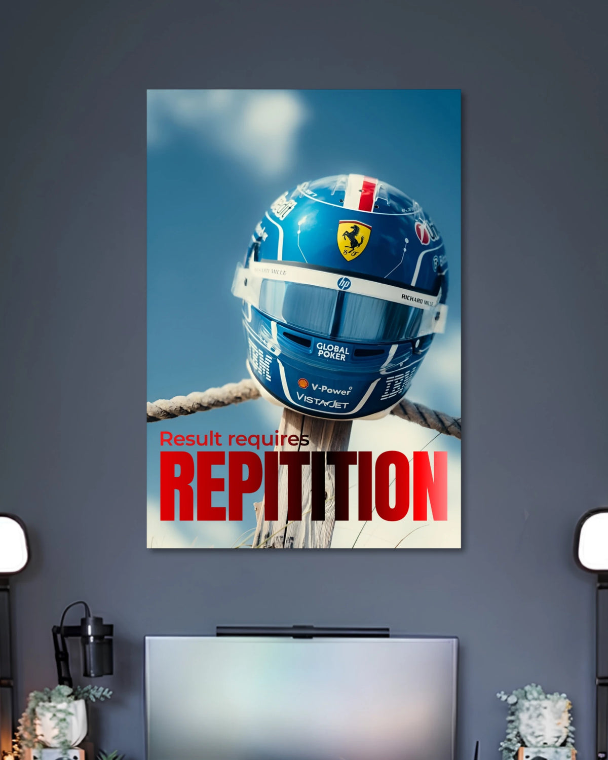 Alternative artwork featuring Charles Leclerc Ferrari Helmet Motivation Poster