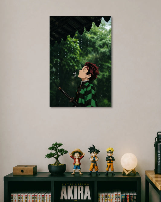 Demon Slayer Tanjiro Rainy Day Poster artwork