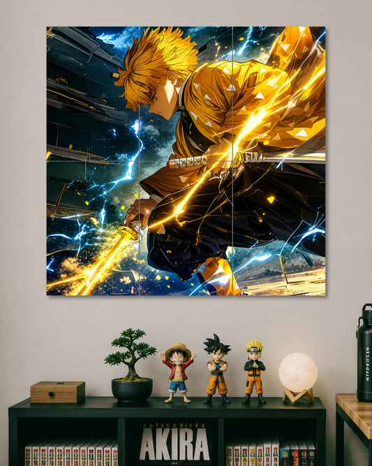 Demon Slayer Zenitsu Thunder Strike 6 Split Poster poster artwork