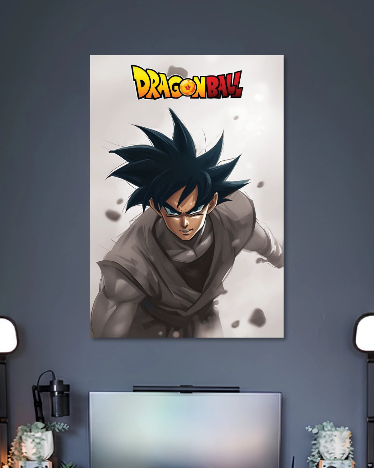 Dragon Ball Goku Monochrome Wall Art artwork with detailed composition 2