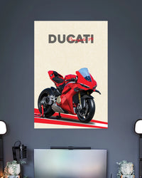 Ducati Panigale V4 Superbike Poster wall poster displayed in a contemporary interior setting 2