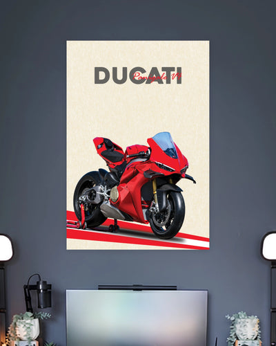 Ducati Panigale V4 Superbike Poster wall poster displayed in a contemporary interior setting 2