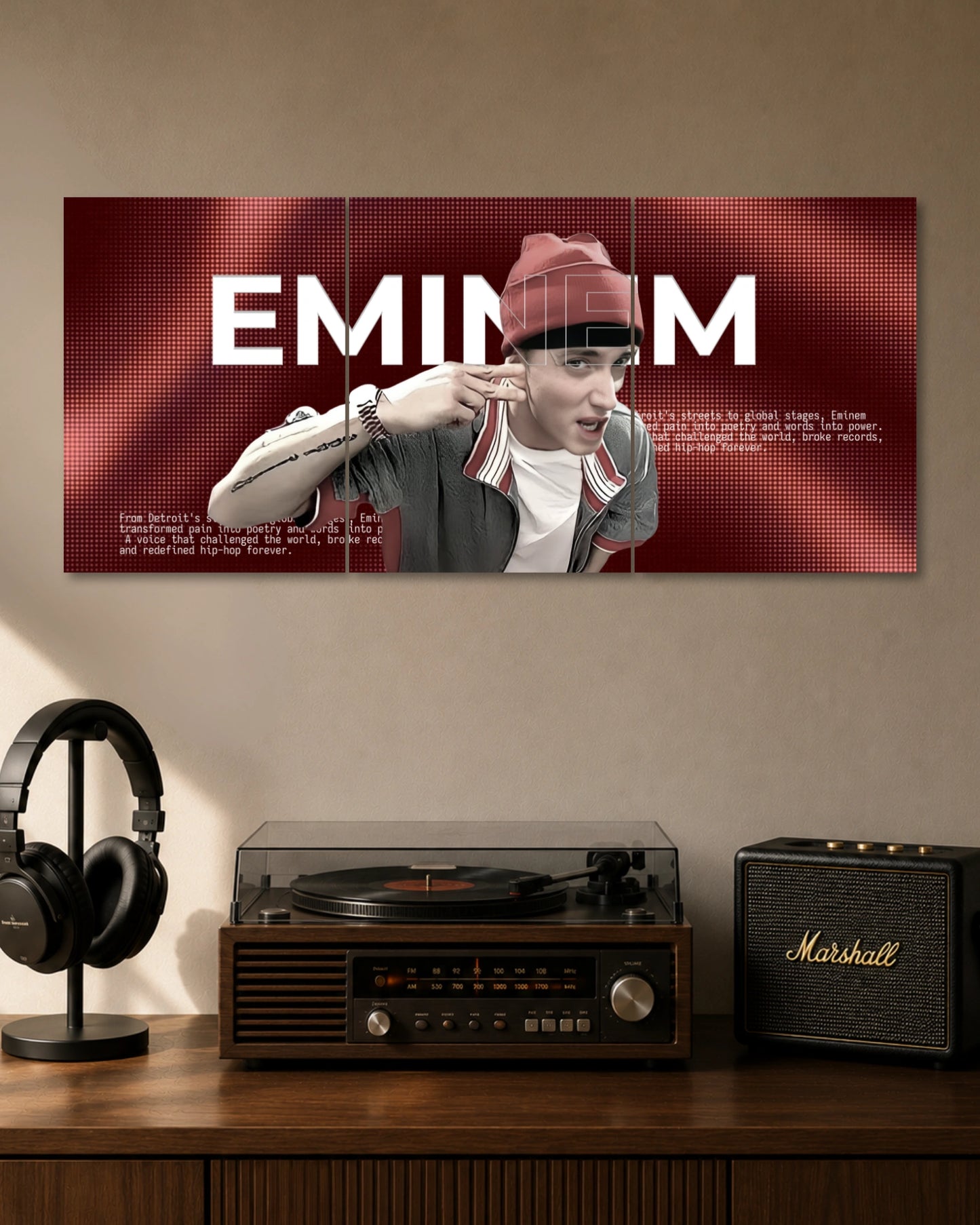 Eminem Red 3 Piece Split Poster three-panel artwork 1