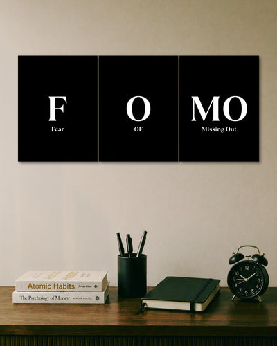Fear of Missing Out Minimal 3 Piece Split Wall Art three-panel artwork 1