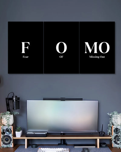 Fear of Missing Out Minimal 3 Piece Split Wall Art three-panel artwork 2