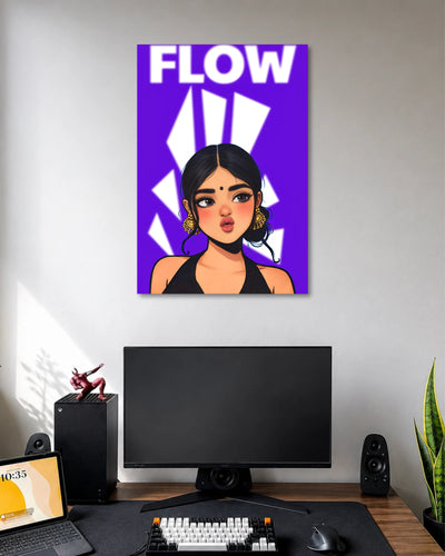Flow Indian Girl Illustration Poster poster artwork