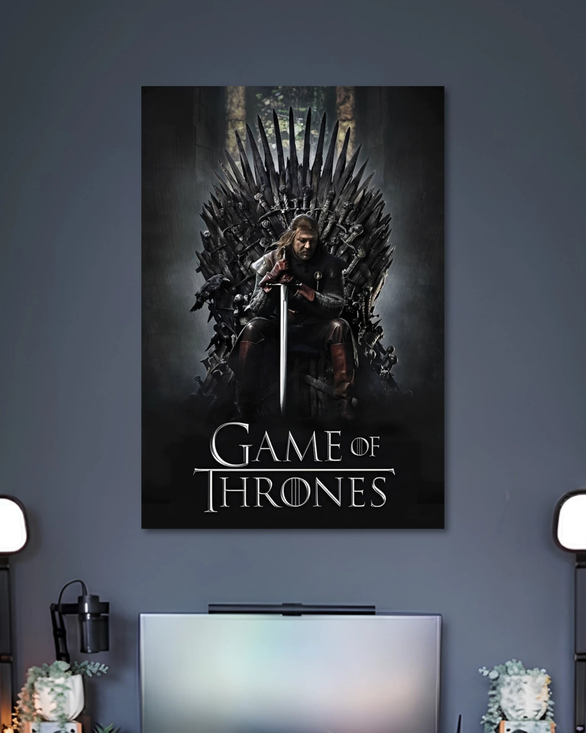 Alternative artwork featuring Game of Thrones Ned Stark Iron Throne Poster
