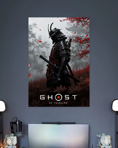 Ghost of Tsushima Samurai Poster artwork with bold detailed composition 2