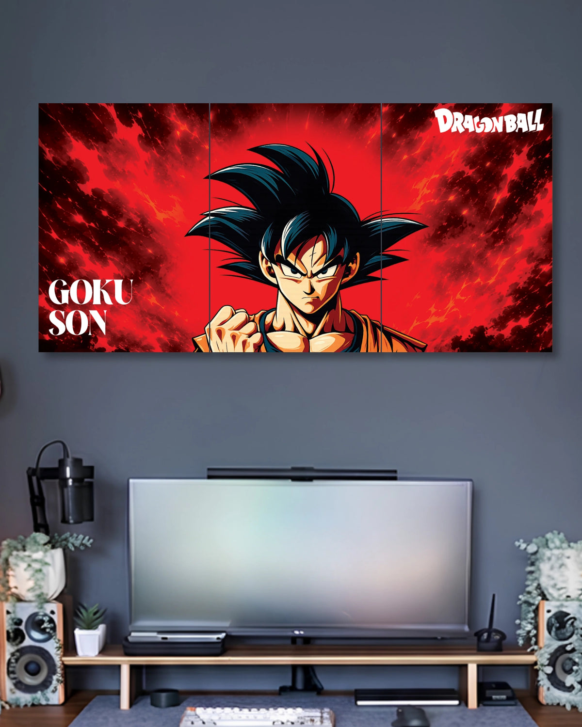 Three-panel Goku Red Aura 3 Piece Poster Set artwork featuring premium detailed design 2