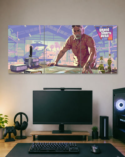 GTA VI Jason Planning 3 Piece Split Poster three-panel artwork 1
