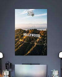 GTA V Hollywood Landscape Poster artwork with bold detailed composition 2
