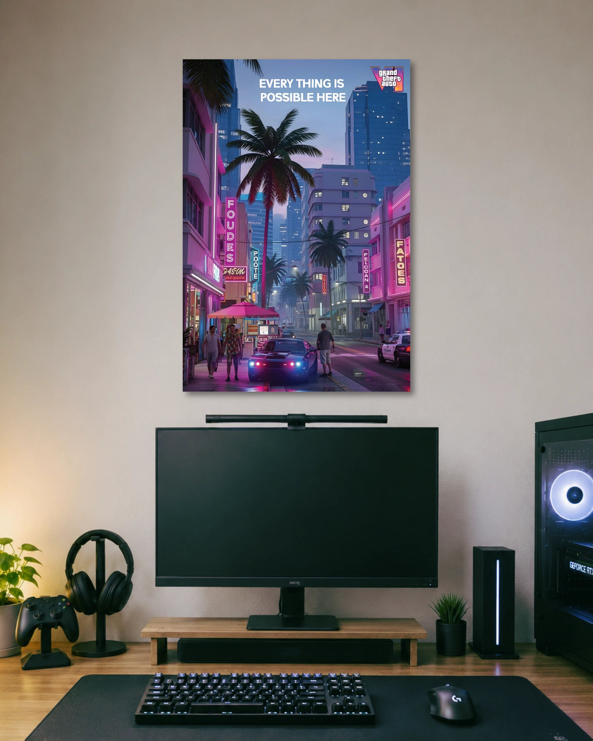 GTA Vice City Neon Street Poster artwork with bold detailed composition 1