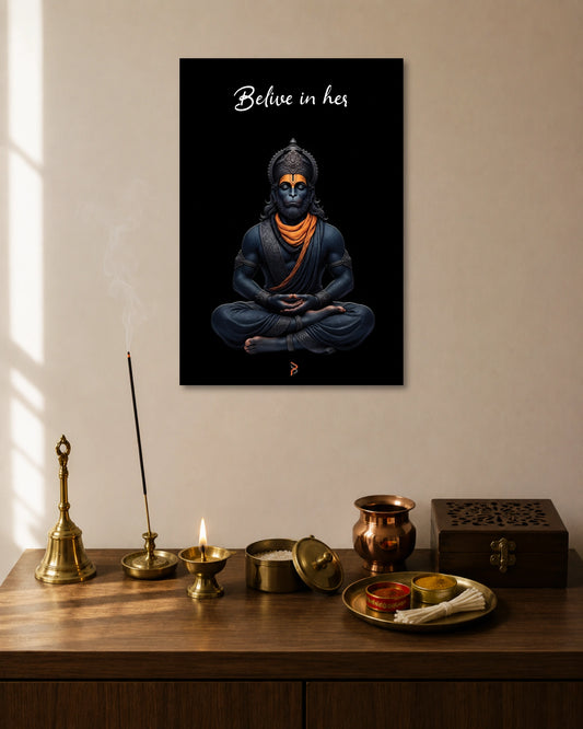 Believe in Hanuman Devotional Poster artwork with bold detailed composition 1