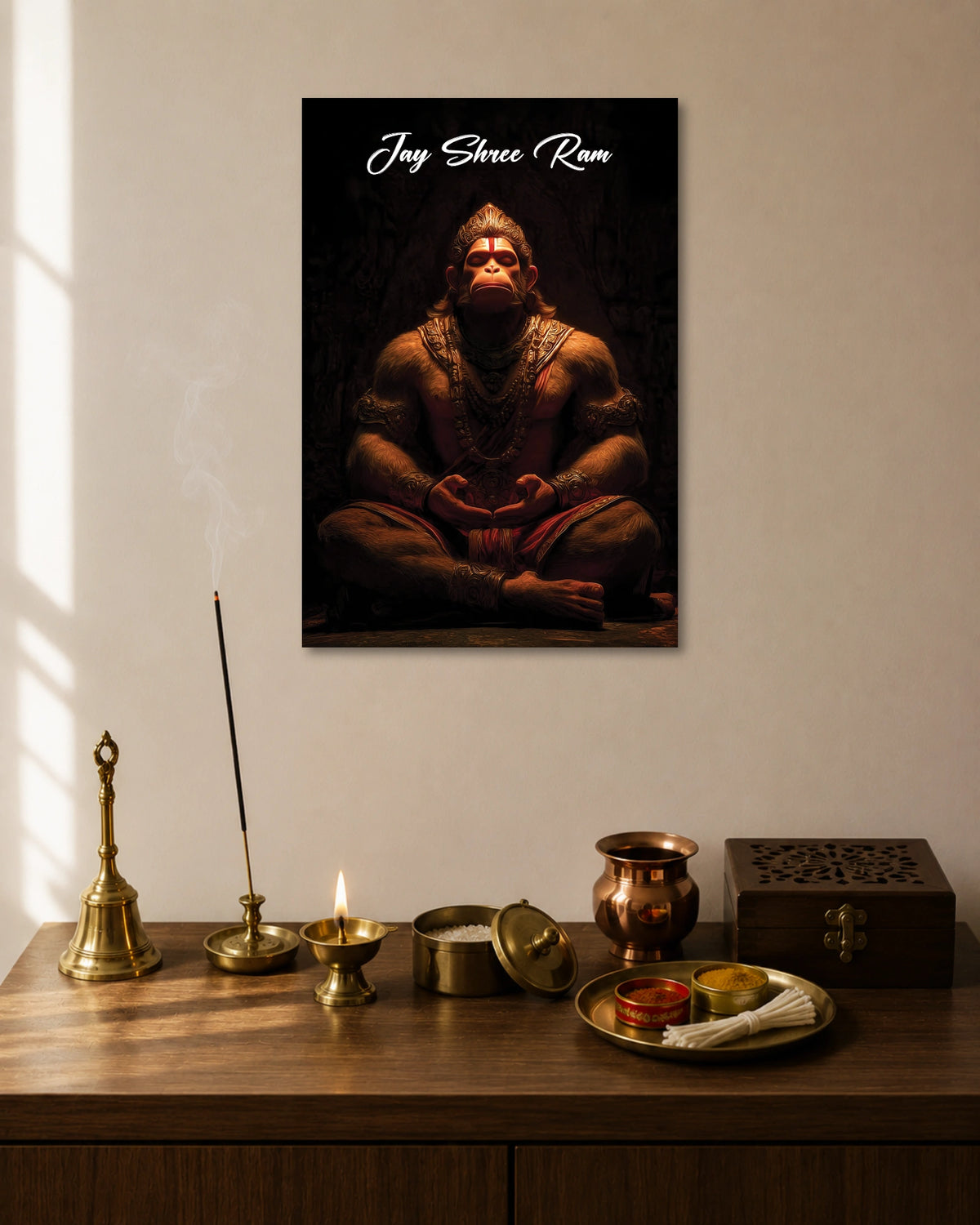 Hanuman Jai Shree Ram Meditation Poster artwork with bold detailed composition 1