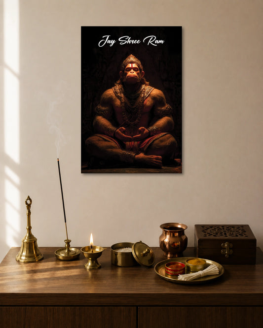 Hanuman Jai Shree Ram Meditation Poster artwork with bold detailed composition 1