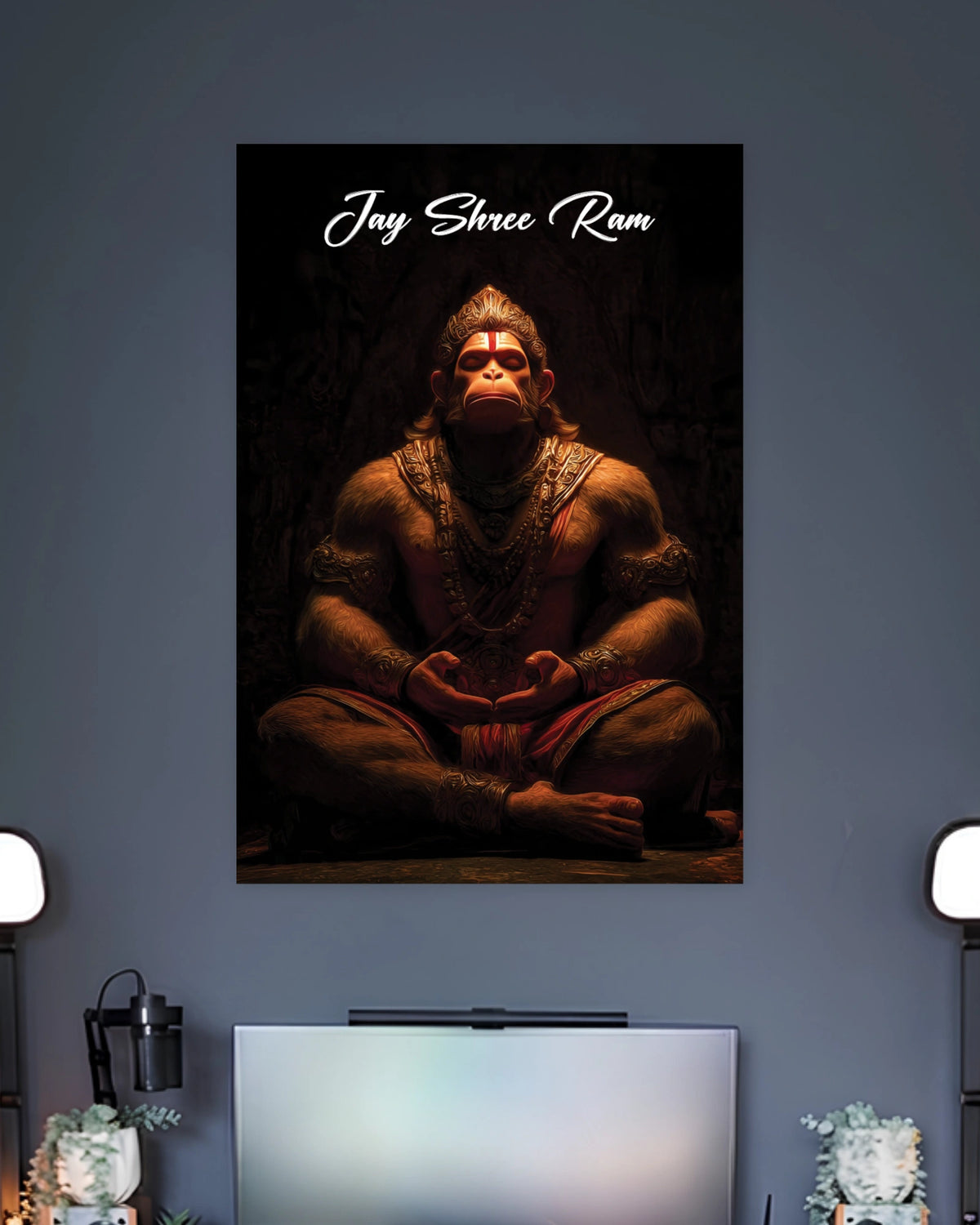 Hanuman Jai Shree Ram Meditation Poster artwork with bold detailed composition 2