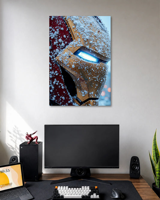 Iron Man Snow Covered Helmet Marvel Movie Poster poster artwork
