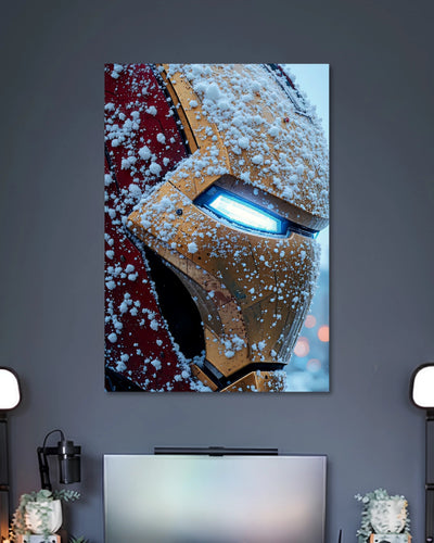Alternative artwork featuring Iron Man Snow Covered Helmet Marvel Movie Poster