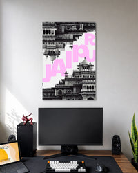 Jaipur Cityscape Typography Wall Art artwork with detailed composition 1
