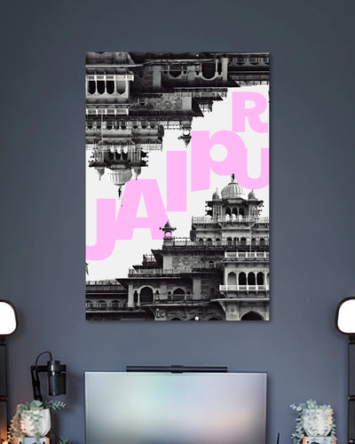 Jaipur Cityscape Typography Wall Art artwork with detailed composition 2