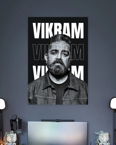 Vikram Monochrome Portrait Poster premium artwork 2