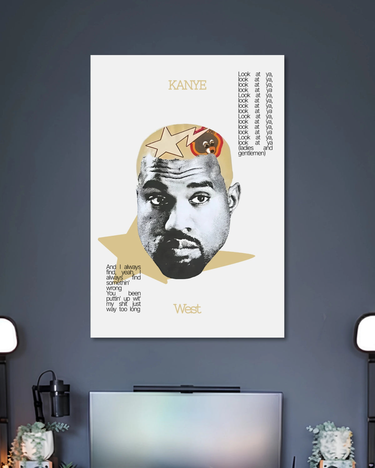 Alternative artwork featuring Kanye West Minimalist Portrait Hip Hop Music Poster