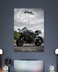 Kawasaki Ninja H2 Storm Edition Poster wall poster displayed in a contemporary interior setting 2