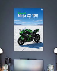 Kawasaki Ninja ZX-10R Salt Flats Poster wall poster displayed in a contemporary interior setting 2