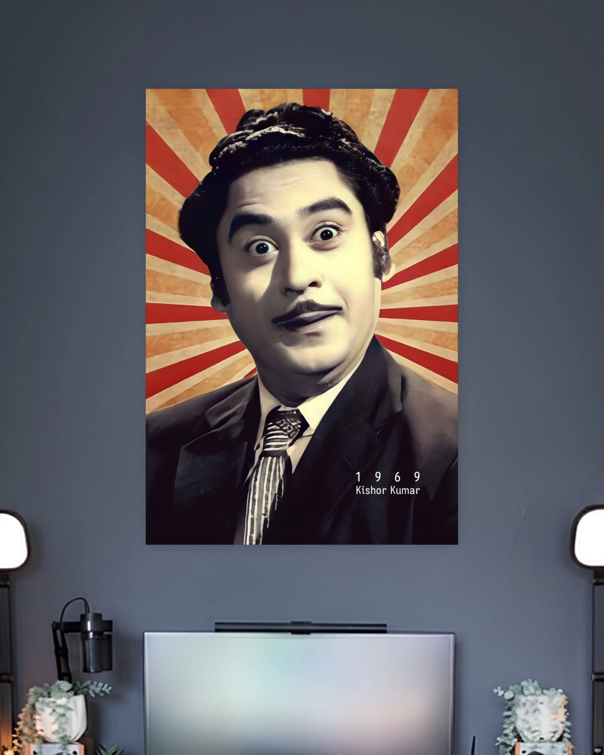 Kishore Kumar 1969 Retro Poster artwork with bold detailed composition 2