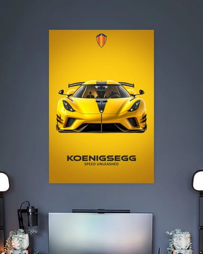 Koenigsegg Jesko Hypercar Poster wall poster displayed in a contemporary interior setting 2
