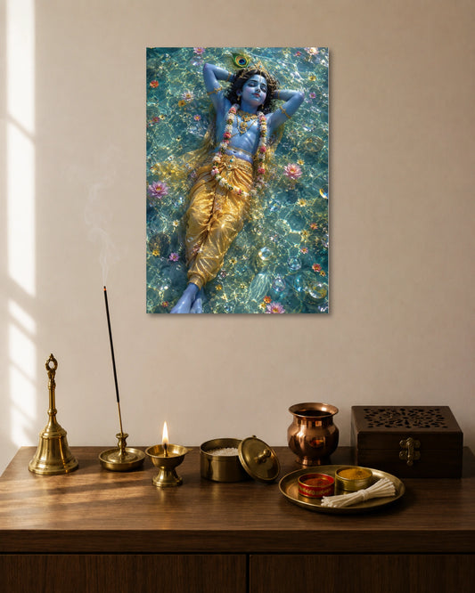 Krishna Floral Water Poster artwork with bold detailed composition 1
