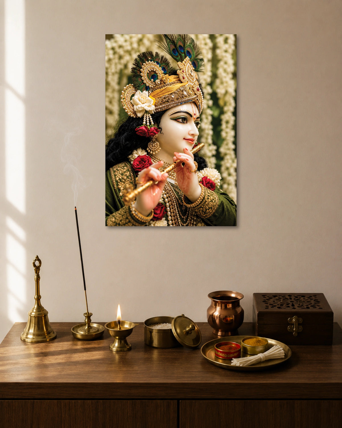 Lord Krishna Flute Poster artwork with bold detailed composition 1