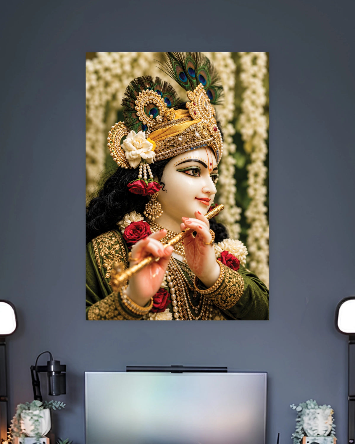 Lord Krishna Flute Poster artwork with bold detailed composition 2